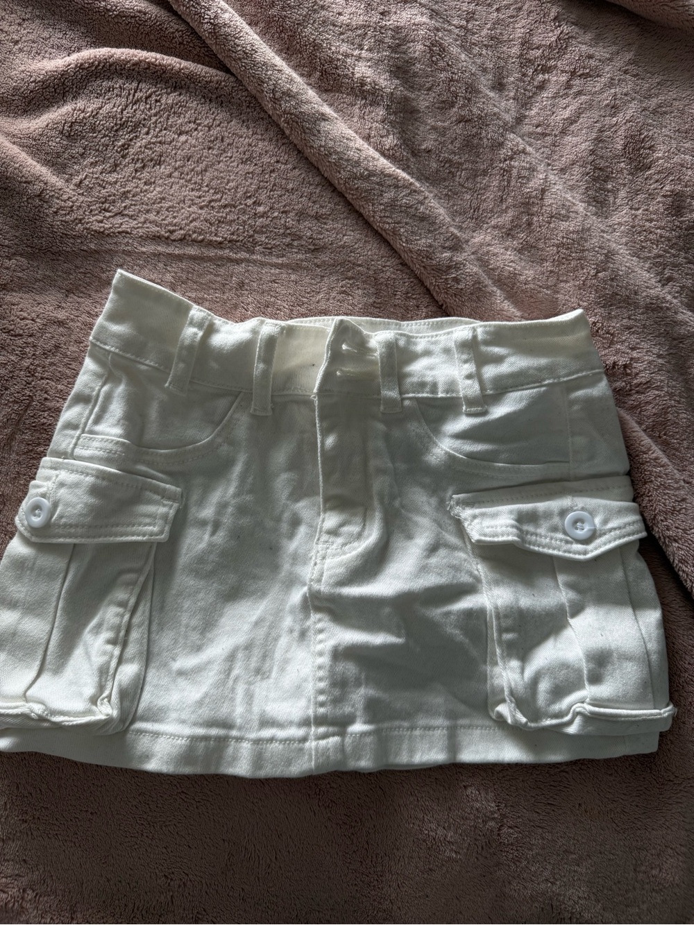 SHEIN White Cotton Mini Skirt with Utility Details